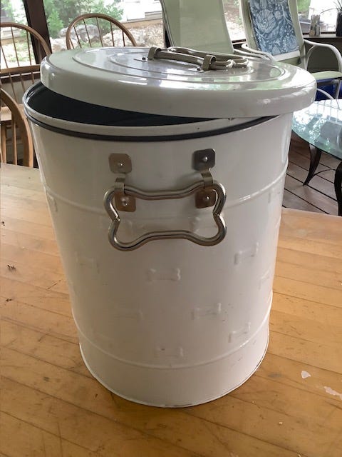 dog food canister closed and open