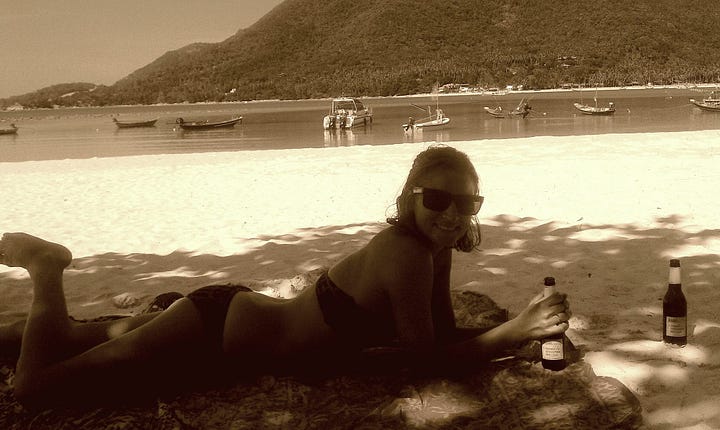friends having fun on a tropical island koh phangan