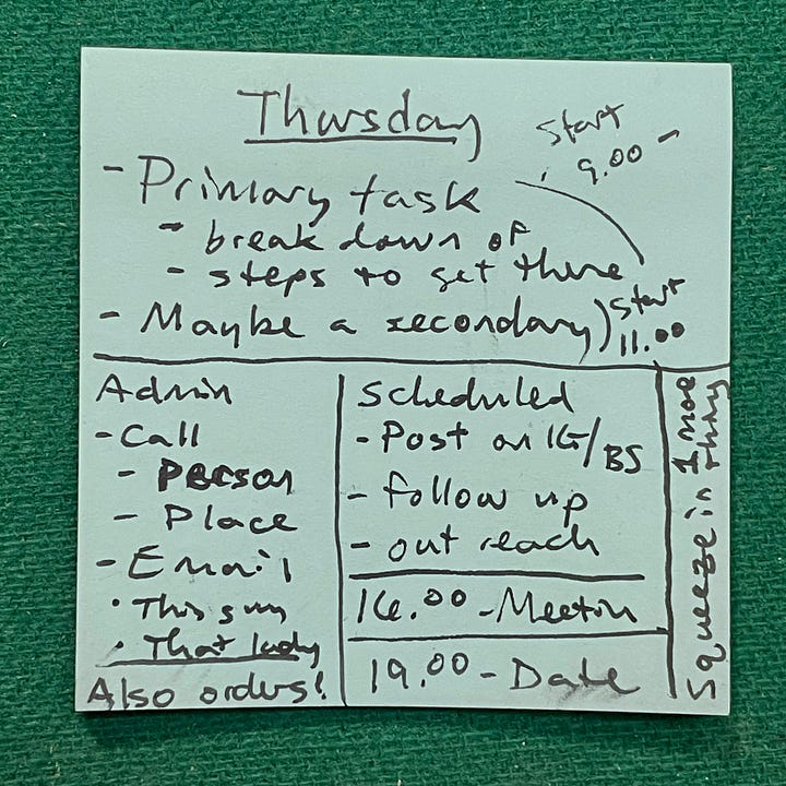 Daily micro list on sticky notes