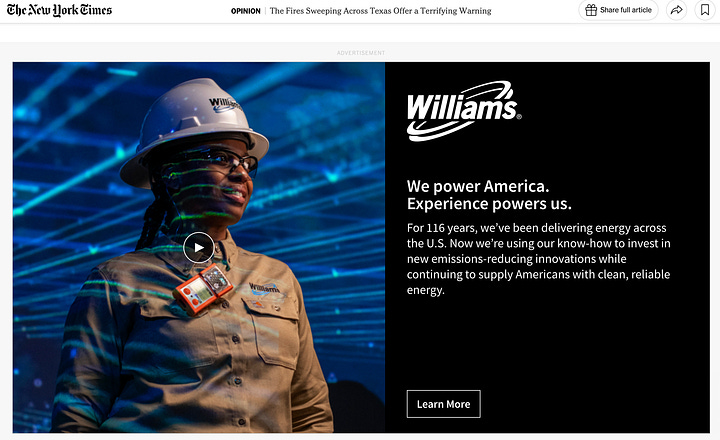 Williams Companies fracked-gas greenwashing