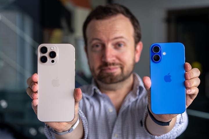 iPhone 16 and iPhone 16 Pro in various colors and configurations