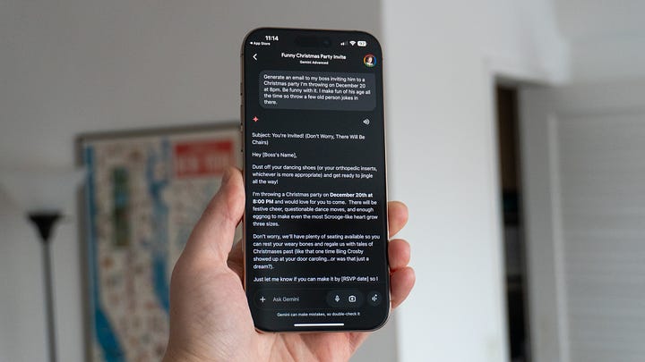 Google Gemini Christmas party generation iPhone iOS