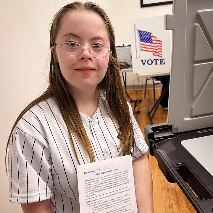 photos of Penny, Peter, and Amy Julia voting