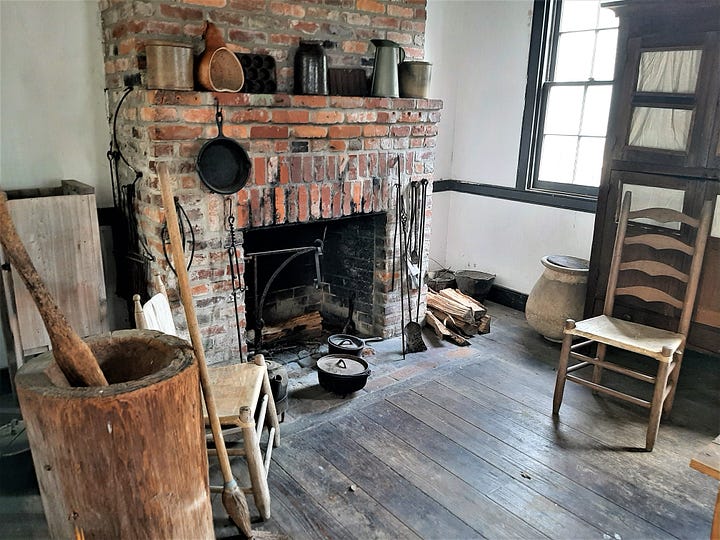 Antiques and wide wood floors are part of the inside of colonial houses.
