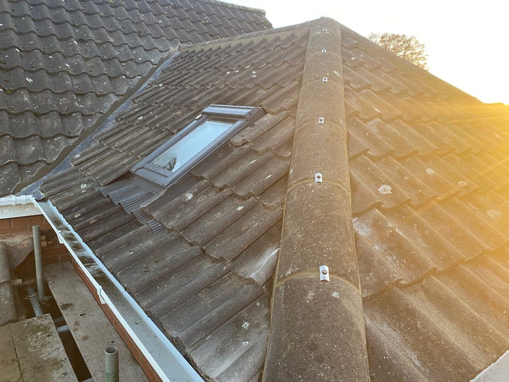 ridge tiles added to the roof