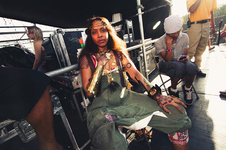 Artist Erykah Badu backstage at Coachella