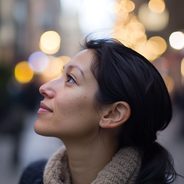 Photos of women with bokeh and background blur effects in Midjourney