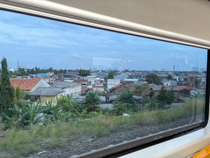 The Rail Link train from Jakarta Airport to the center of Jakarta.