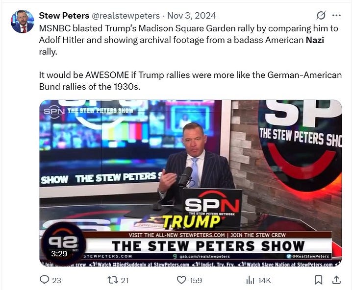 Stew Peters nazi X posts