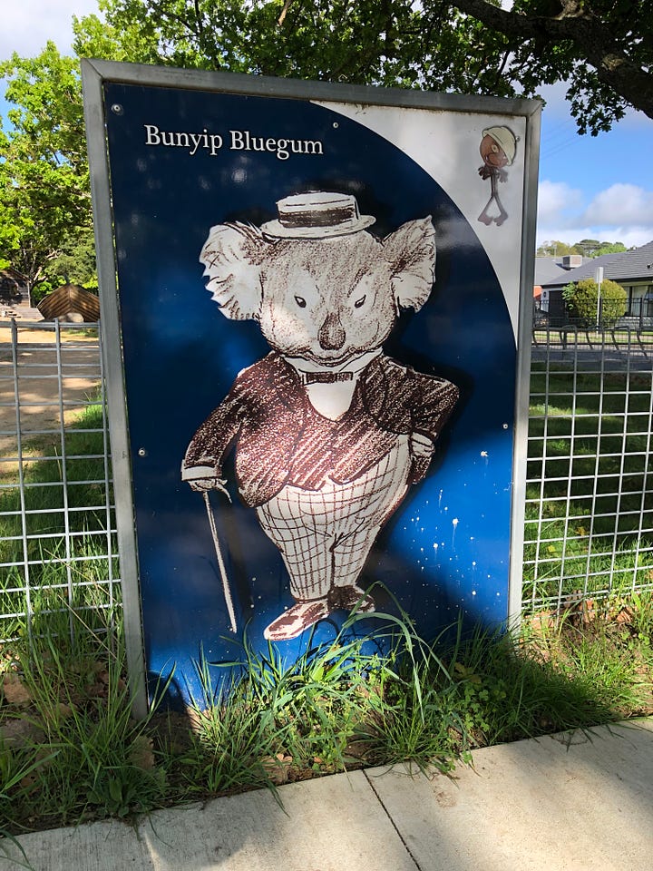 a picture of Norman Lindsay's house and a picture of Bunyip Bluegum