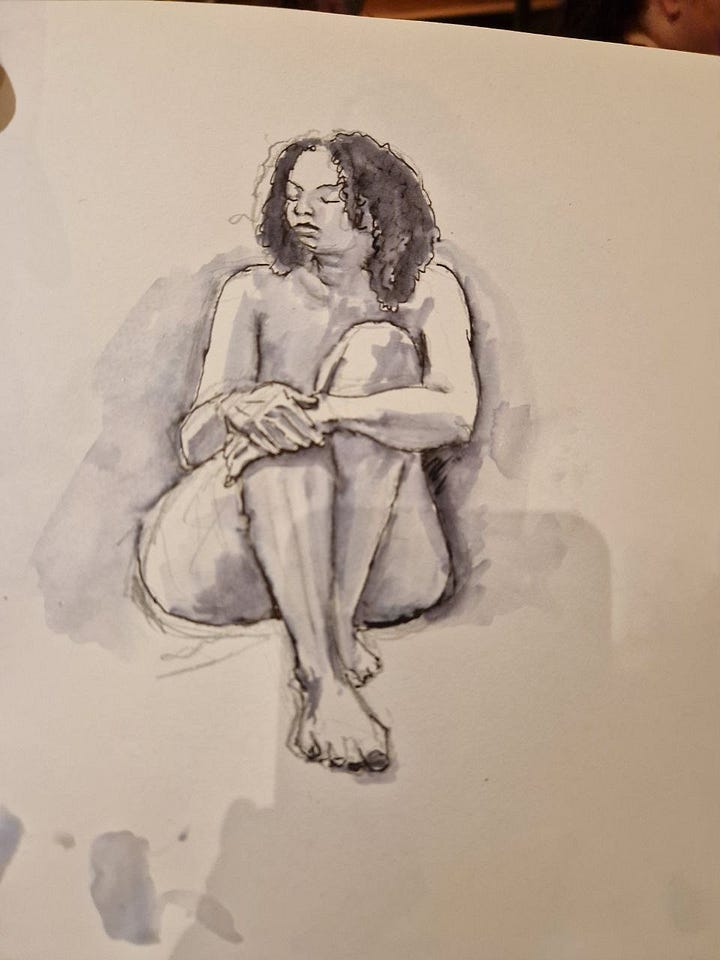 art nude drawing of female model in cardiff