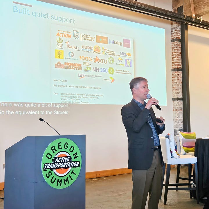 MN State Rep. Kraft celebrates the community campaign which helped reform transportation funding in his state; OR State Rep. Susan McLain joins with Burgin Utaski for follow-up discussion 