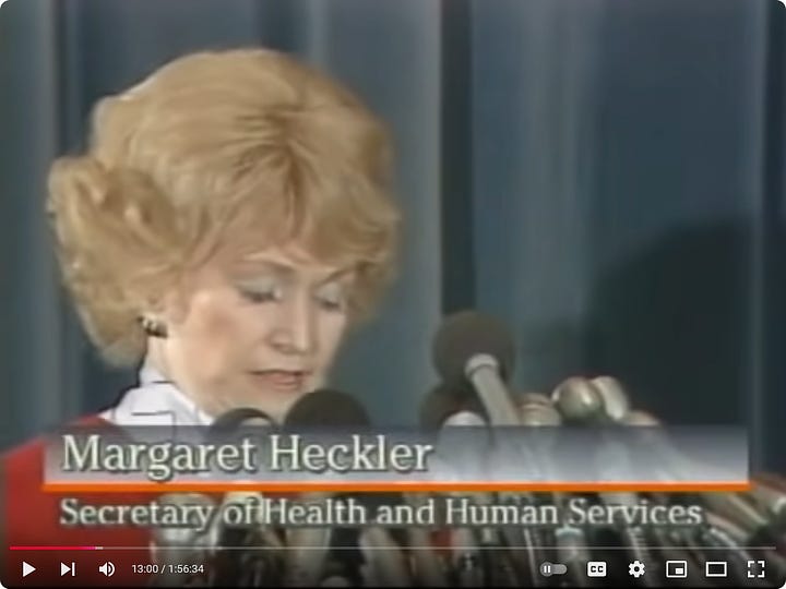 HHS SEC> MARGARET HECKLER ANNOUNCES AIDS VIRUS