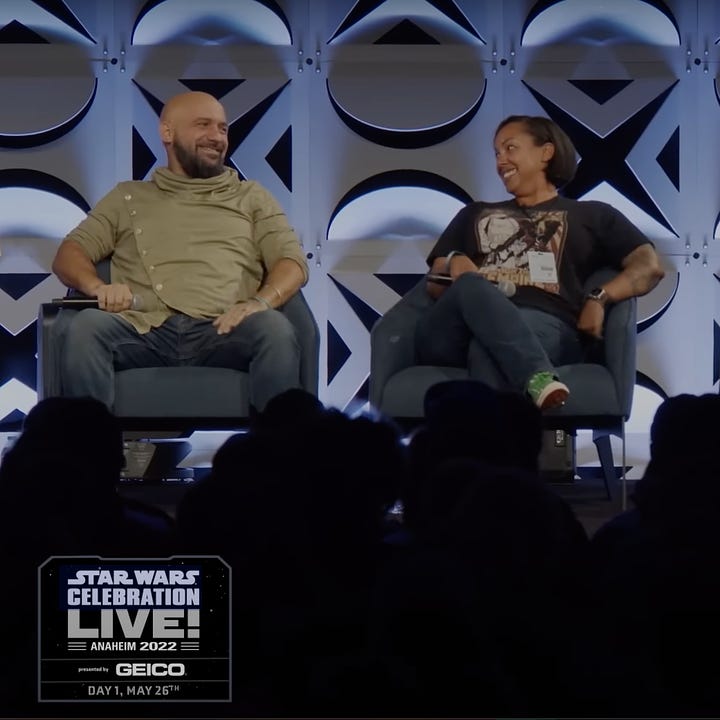 Images of me with cosplayers, Mac and Isabella; The High Republic Celebration Panel; Me and Cav at Galaxy's Edge