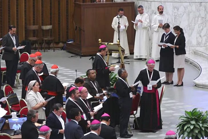 A session of the Oct. 4-29 synod on synodality in the Vatican’s Paul VI Hall. Synod.va.