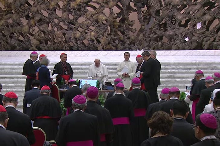 A session of the Oct. 4-29 synod on synodality in the Vatican’s Paul VI Hall. Synod.va.