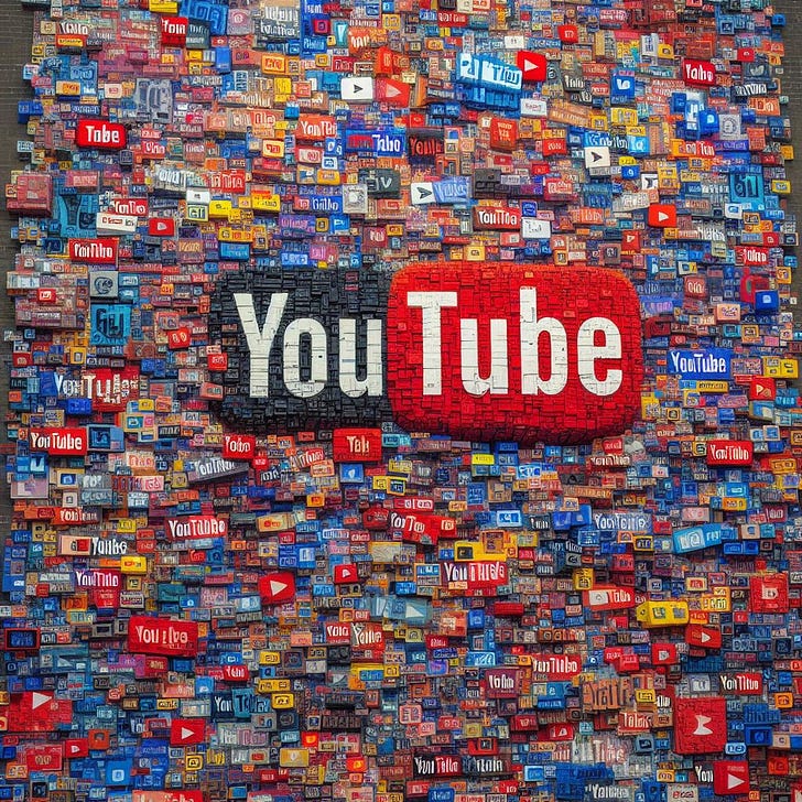 "giant wall of YouTube logos" / Bing Image Creator
