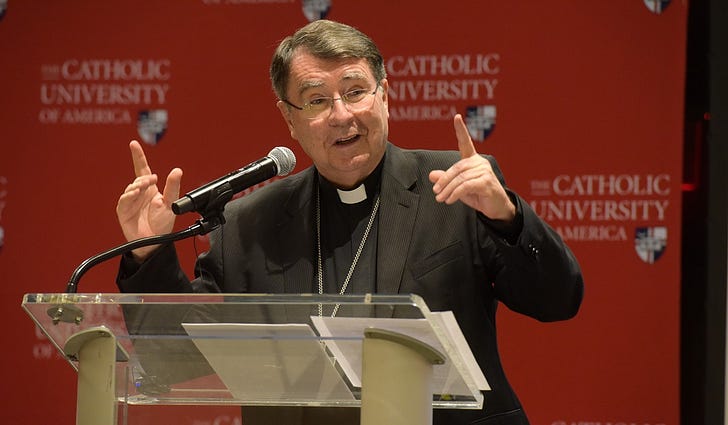 Cardinal Pierre delivering the 2023 Cardinal Dearden lecture at The Catholic University of America. Image credit: Catholic University of America/ Patrick G. Ryan.