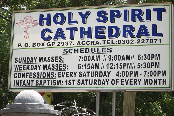 The Ghanaian Archdiocese of Accra’s Holy Spirit Cathedral. Pgallert via Wikimedia (CC BY-SA 3.0).