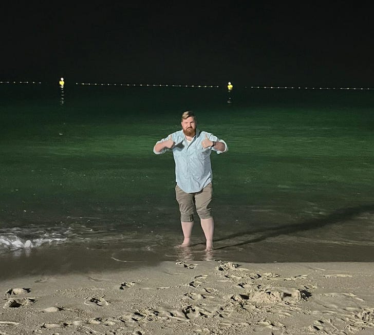 I sang REM's "night-swimming" the whole time I waded in the Gulf, much to the annoyance of my sister. So basically, yes, I traveled halfway across the world to annoy my sister. That's what brothers are for.