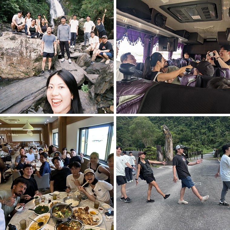 Waterfall hike, fun in the bus, great food, and a Beatles impersonation