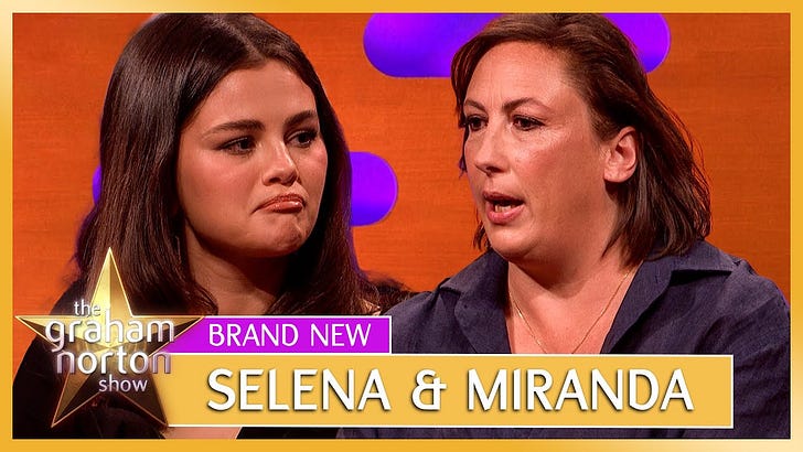 Selena Gomez cries as Miranda Hart thanks her for being an inspiration