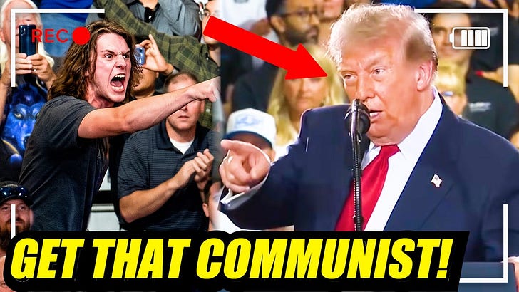 Trump STOPS everything when Communist heckler interrupts his speech