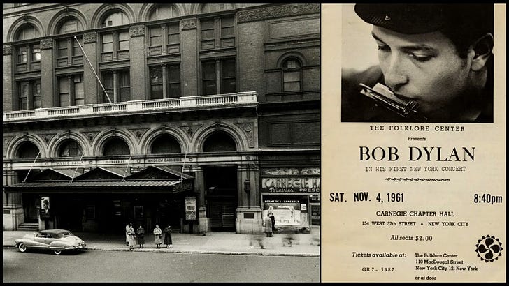 Bob Dylan ~ Carnegie Chapter Hall, New York City. 1961