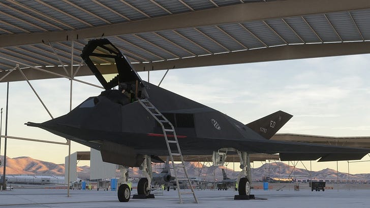 Livestream test flying the updated Lockheed F-117A out of Nellis AFB in ...