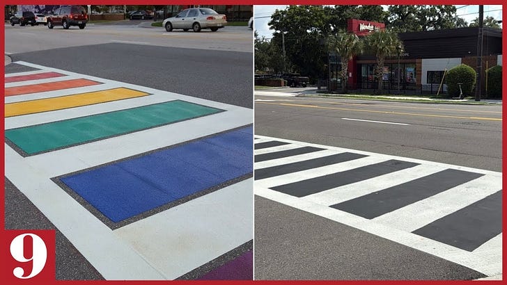 Directory of posts about rainbow crosswalks. Christians employing government power against Gays.
