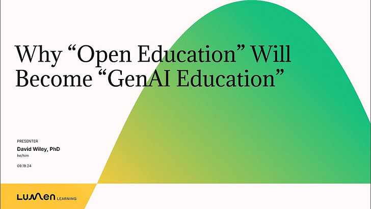 Generative OER, Generative Learning, and the Generative Future of Information Dissemination