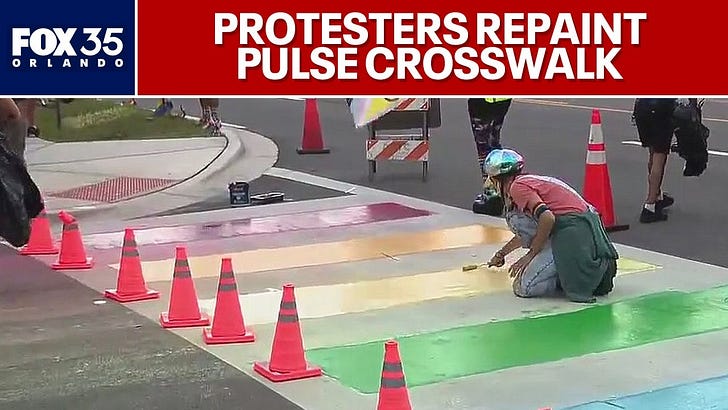 1st Post: The Struggle over the crosswalk rainbow memorial to the Orlando Pulse Massacre victims. Updated. 