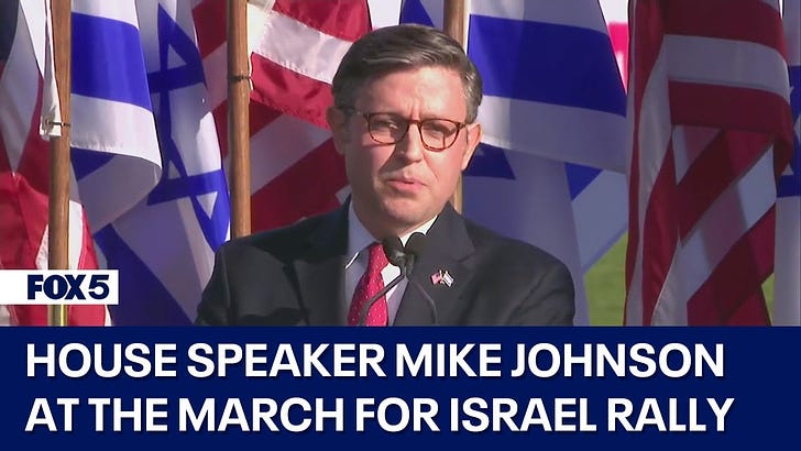 U.S. Knesset Speaker Mike Johnson Says Calls for Ceasefire in Gaza 'Outrageous'