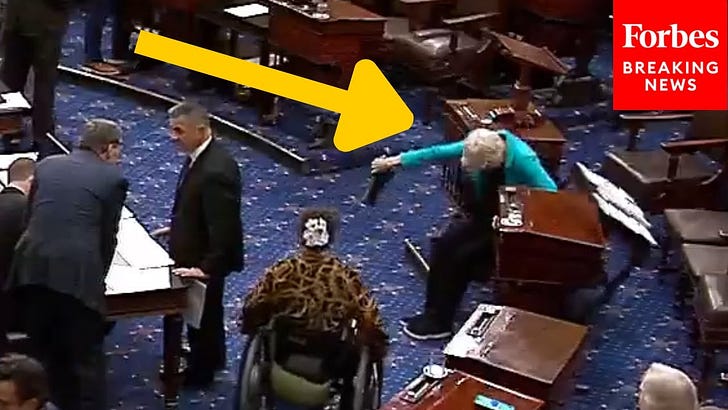 Elizabeth Warren WIPES OUT on Senate floor, big Republican rushes in to help