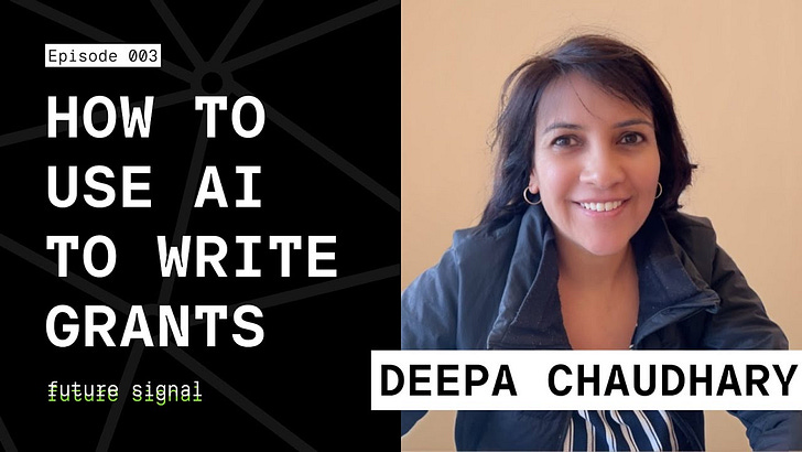 Podcast thumbnail — Write Grants in 5 Minutes Using AI With GrantOrb, featuring Deepa Chaudhary