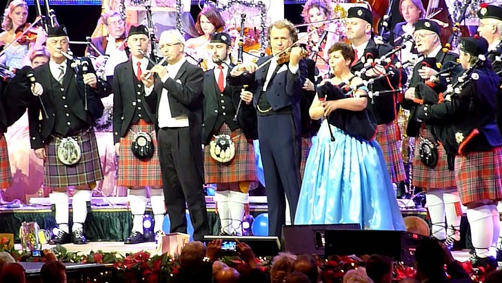 André Rieu and the Johann Strauss Orchestra, with the Greater Manchester Fire and Rescue Pipe Band