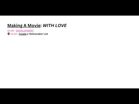 Making A Movie: WITH LOVE