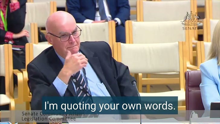 In this video Senator Rennick accuses TGA Head Skerritt of lying to a Senate Estimates Committee and the Labor Minister for Health attempts to protect Skerritt.