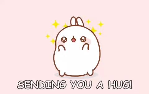 A cute bunny sends you a hug so that you feel better.