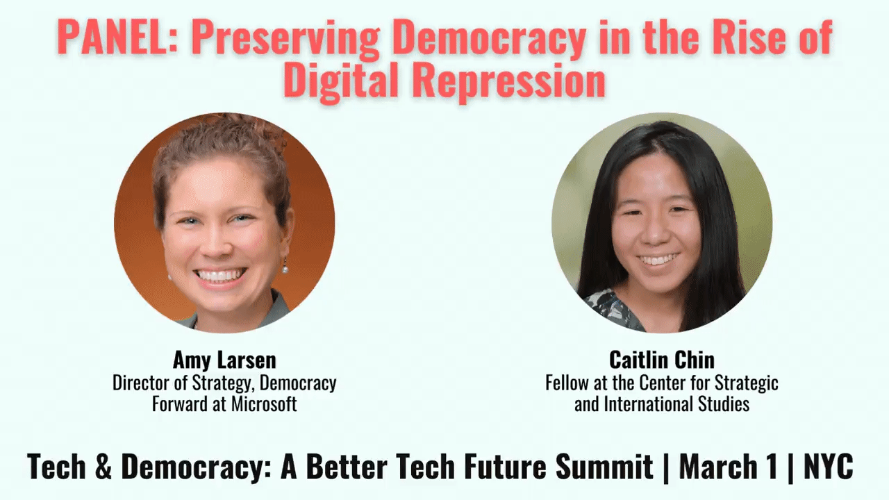 Preserving Democracy in a Rise of Digital Repression panel for the upcoming Tech & Democracy summit by All Tech Is Human in partnership with the Consulate General of Canada in New York.