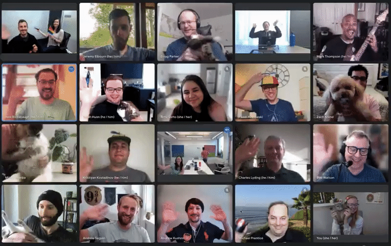 The Angular v14 celebrating on Google Meets!