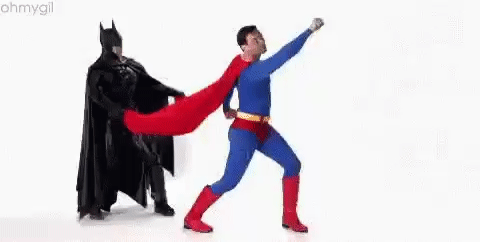 Superman And Batman Working Together - Teamwork GIF